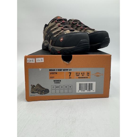 NEW Merrell MOAB 2 VENT WTPF CT Women's Work Shoe Brown US Size 7 Medium NIB - Picture 11 of 11